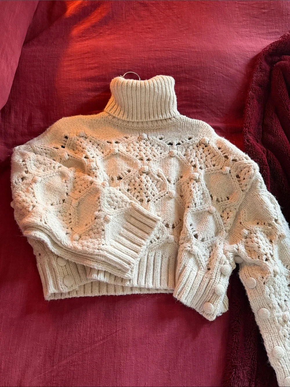 Turtleneck Chunky Knit Sweater - Cream